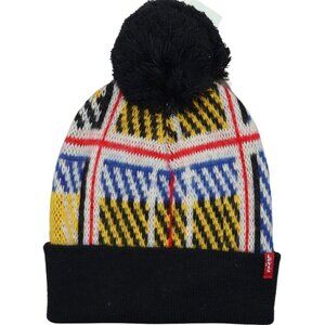 Levi's Classic Logo Unisex Winter Beanie Hat OSFM NWT Plaid & Black
